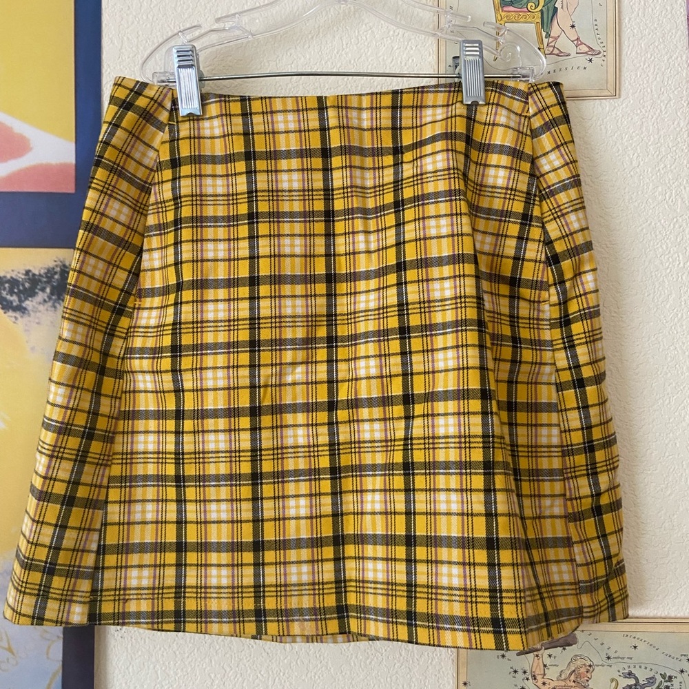 Urban outfitters yellow plaid skirt